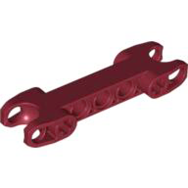 dark red technic axle and pin connector 2 x 7 with 2 ball joint sockets squared ends closed side axle holes
