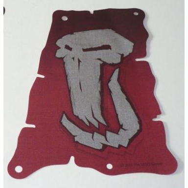 dark red cloth sail 14 x 20 tattered with fantasy era troll skull pattern