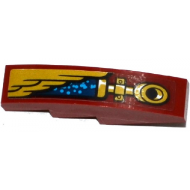 dark red slope curved 4 x 1 with gold wing and pipe pattern model left side sticker - set 70600
