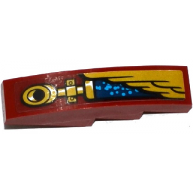 dark red slope curved 4 x 1 with gold wing and pipe pattern model right side sticker - set 70600