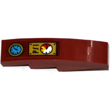 dark red slope curved 4 x 1 with psi and 2 gauges pattern model left side sticker - set 70600