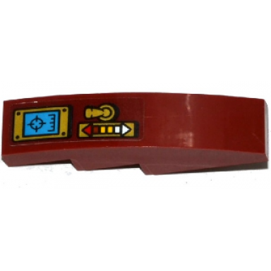 dark red slope curved 4 x 1 with target screen switch and double arrow pattern model right side sticker - set 70600