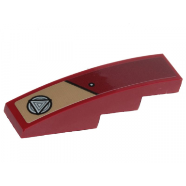 dark red slope curved 4 x 1 with dark tan stripe and triangles in circles pattern model left side sticker - set 76208