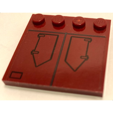 dark red tile modified 4 x 4 with studs on edge with dark bluish gray lines and 2 black hatches and rectangle outline pattern sticker - set 75175