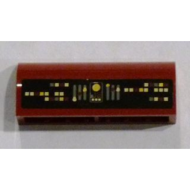 dark red slope curved 1 x 4 x 1 1 3 with instument panel pattern sticker - set 8039