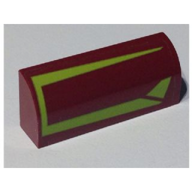 dark red slope curved 1 x 4 x 1 1 3 with lime lines pattern model left side sticker - set 7751