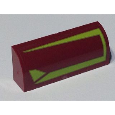 dark red slope curved 1 x 4 x 1 1 3 with lime lines pattern model right side sticker - set 7751