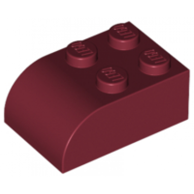 dark red slope curved 3 x 2 with 4 studs