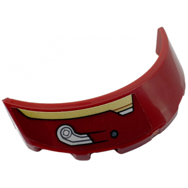 dark red windscreen 3 x 6 x 1 curved with gold and silver armor plates and black lines pattern model left side sticker - set 76247
