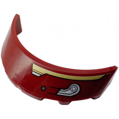 dark red windscreen 3 x 6 x 1 curved with gold and silver armor plates and black lines pattern model right side sticker - set 76247