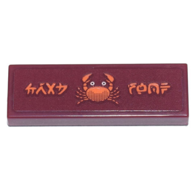 dark red tile 1 x 3 with ninjago logogram crab shop and orange crab pattern sticker - set 71741