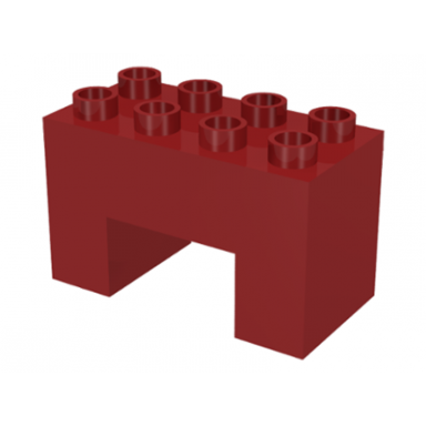 dark red duplo brick 2 x 4 x 2 with 2 x 2 cutout on bottom