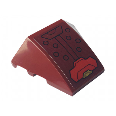 dark red wedge 4 x 3 triple curved no studs with iron man hulkbuster armor pattern sticker - set 76164