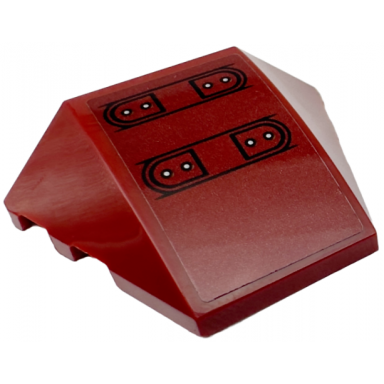 dark red wedge 4 x 3 triple curved no studs with silver rivets and armor plates with black lines pattern sticker - set 76247