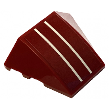 dark red wedge 4 x 3 triple curved no studs with 2 white lines pattern sticker - set 75378