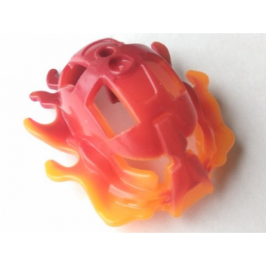 dark red bionicle mask raanu with marbled trans-orange pattern