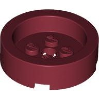 dark red brick round 4 x 4 with recessed center and hole