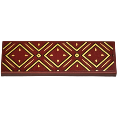 dark red tile 2 x 6 with gold squares and lines with black outlines pattern sticker - set 76416