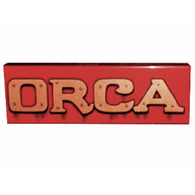 dark red tile 2 x 6 with copper orca pattern