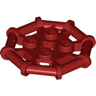 dark red plate modified 2 x 2 with bar frame octagonal reinforced completely round studs
