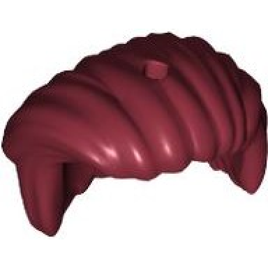 dark red minifigure hair mid-length all swept to right side hole on top - hard plastic
