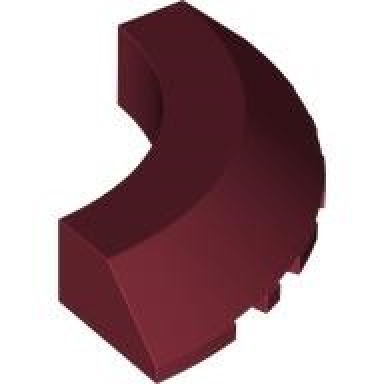 dark red brick round corner 5 x 5 with slope 45 edge without studs