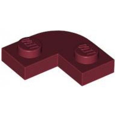 dark red plate round corner 2 x 2 with 1 x 1 cutout