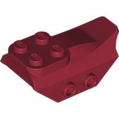 dark red slope curved 4 x 2 with 4 studs on top 2 hollow studs on each side wing end
