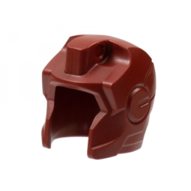 dark red minifigure headgear helmet space with open face and large top hinge with straight cheeks iron man