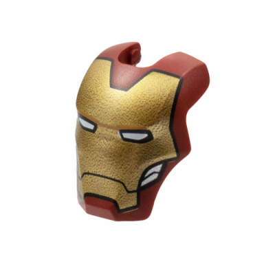 dark red minifigure visor top hinge large with gold face shield white eyes silver trim on cheeks pattern