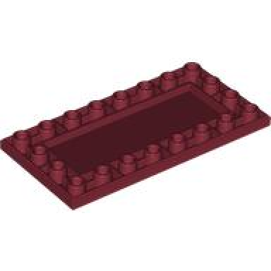 dark red tile modified 4 x 8 inverted with studs on edges