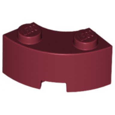 dark red brick round corner 2 x 2 macaroni with stud notch and reinforced underside