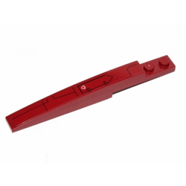 dark red slope curved 10 x 1 with black hull plate lines pattern model left sticker - set 75003