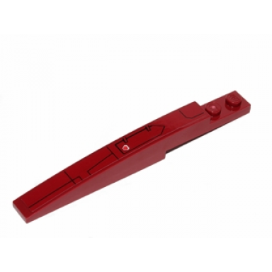 dark red slope curved 10 x 1 with black hull plate lines pattern model right sticker - set 75003