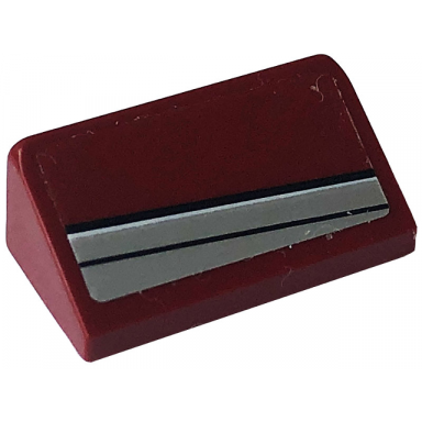 dark red slope 30 1 x 2 x 2 3 with silver stripes pattern model right side sticker - set 76903