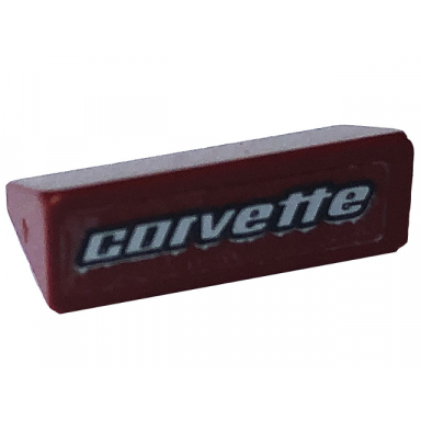 dark red slope 30 1 x 2 x 2 3 with silver corvette pattern sticker - set 76903