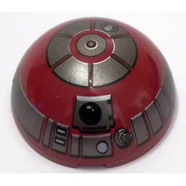 dark red cylinder hemisphere 4 x 4 with r4-p17 astromech droid pattern