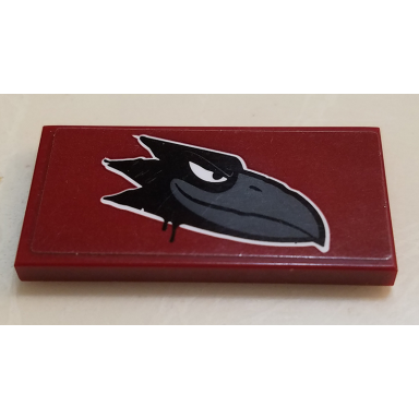 dark red tile 2 x 4 with black raven head on dark red background pattern model right side sticker - set 60209