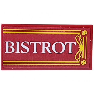 dark red tile 2 x 4 with yellow frame and white bistrot pattern sticker - set 910032