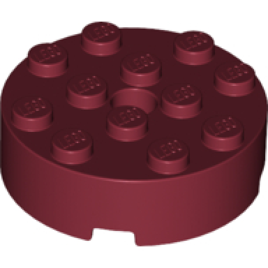 dark red brick round 4 x 4 with hole