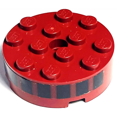 dark red brick round 4 x 4 with hole with 8 black rectangles pattern sticker - set 75309