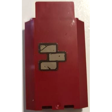 dark red panel 3 x 3 x 6 corner wall without bottom indentations with dark tan bricks pattern 1 sticker - set 70425