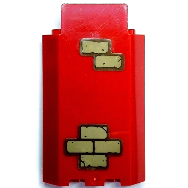 dark red panel 3 x 3 x 6 corner wall without bottom indentations with dark tan bricks pattern 4 stickers - set 70425