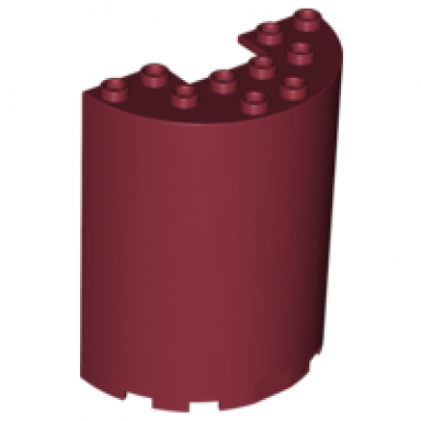 dark red cylinder half 3 x 6 x 6 with 1 x 2 cutout