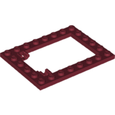 dark red plate modified 6 x 8 trap door frame horizontal long pin holders
