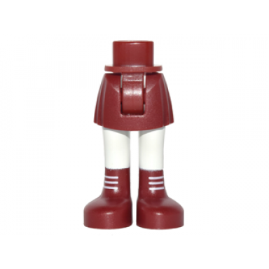 dark red mini doll hips and skirt white legs and dark red boots with white laces pattern - thick hinge