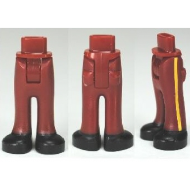 dark red mini doll hips and trousers with back pockets with black shoes and yellow vertical stripe pattern - thick hinge