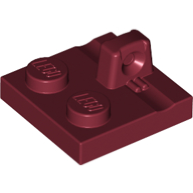 dark red hinge plate 2 x 2 locking with 1 finger on top
