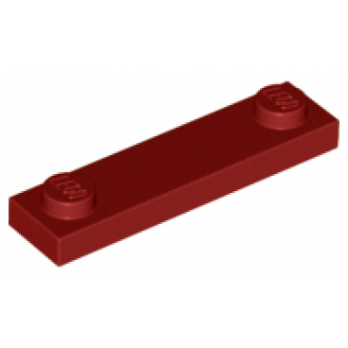 dark red plate modified 1 x 4 with 2 studs without groove