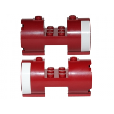 dark red cylinder 3 x 6 x 2 2 3 horizontal - square connections with white stripe pattern on both sides stickers - set 75003